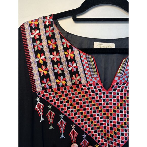 Black Aztec Longsleeve Mumu Midi Dress One Size - Picture 7 of 8